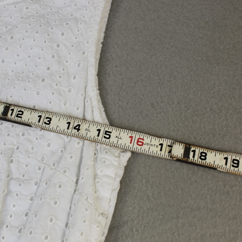 Banana Republic Eyelet Shift Dress Womens 10 White Excellent Cotton Sleeveless - Picture 8 of 11